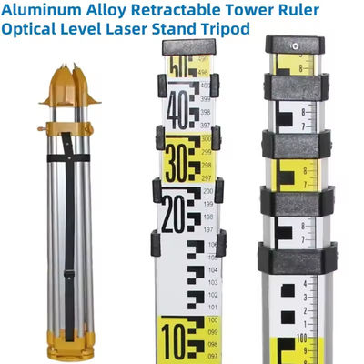 Penggaris Menara yang Dapat Ditarik dari Paduan Aluminium Dudukan Laser Tingkat Optik Tripod Untuk Alat Pengukur Tingkat Optik Otomatis/Tingkat 360