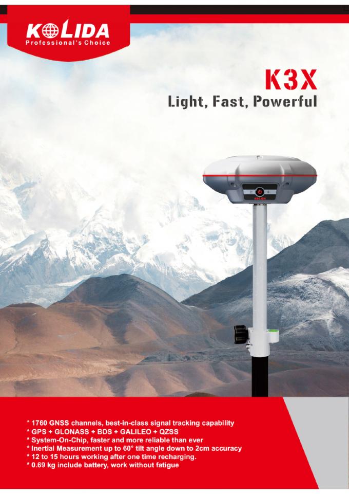 1760 saluran Kolida K3 RTK Surveying Equipment High Accuracy GPS Receiver 1